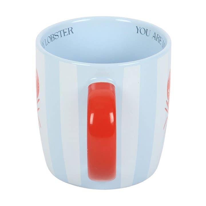 Handle detail of coastal striped lobster mug