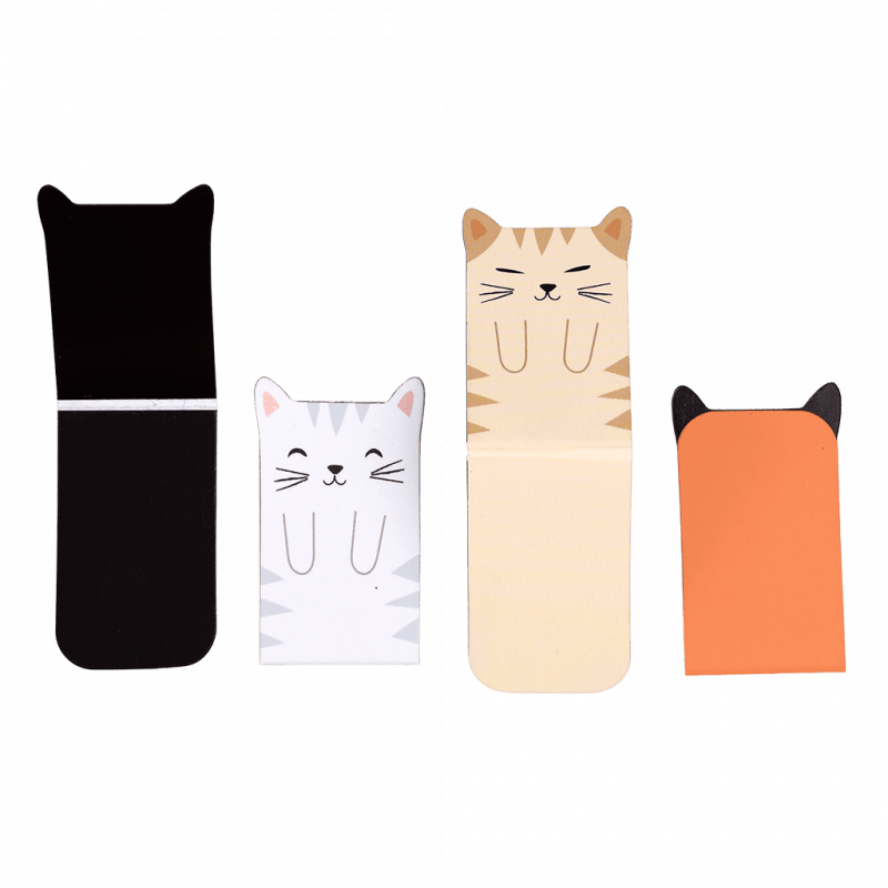 Cat magnetic bookmarks back view showing magnetic fold-over design