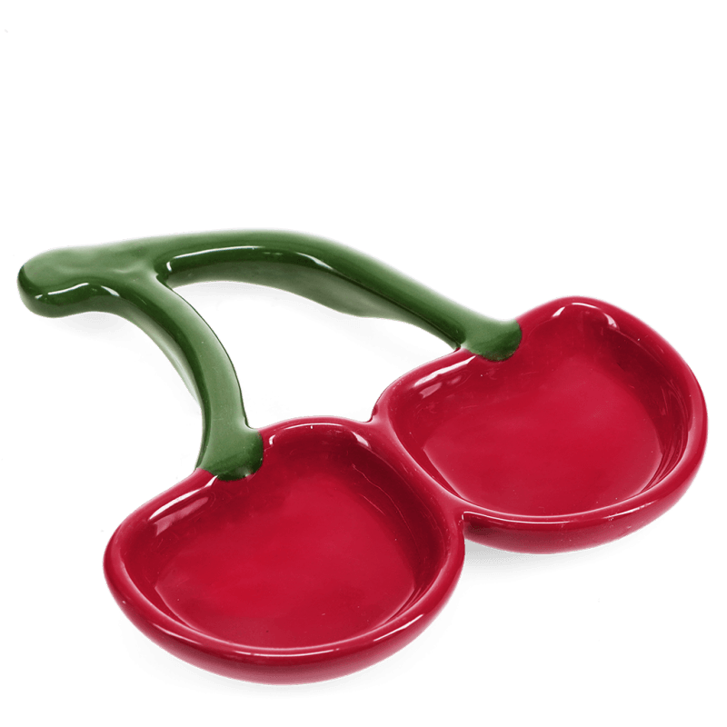 Cherry trinket dish top-down view showing two bowls