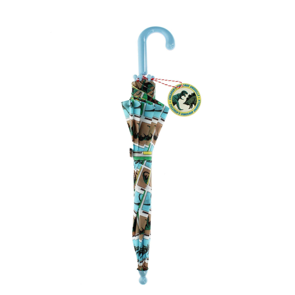 Prehistoric Land dinosaur umbrella closed with swing tag