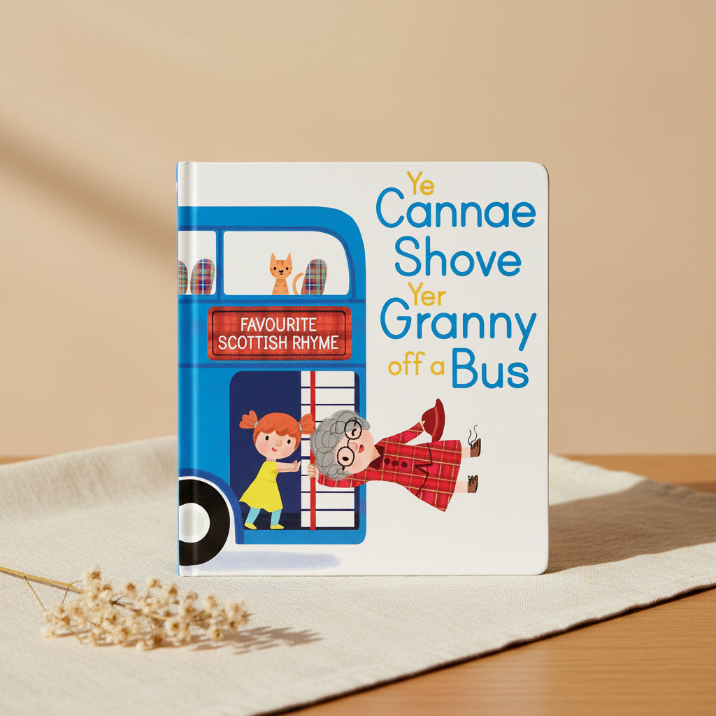 Book cover of 'Ye Cannae Shove Yer Granny off a Bus' with illustrations of a bus and characters.