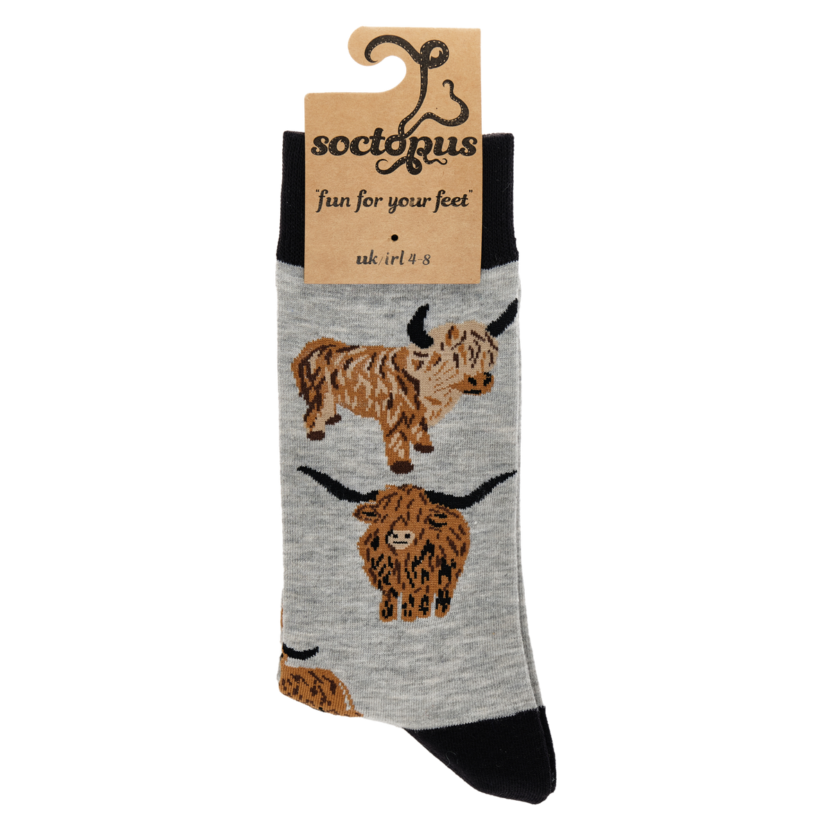 Highland Cow Socks - Och Aye the Moo! (Grey)