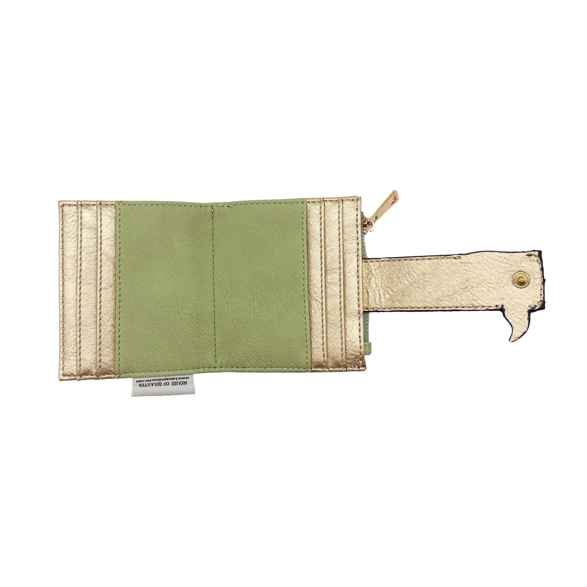 Interior view of fox foldover cardholder with card slots and lining