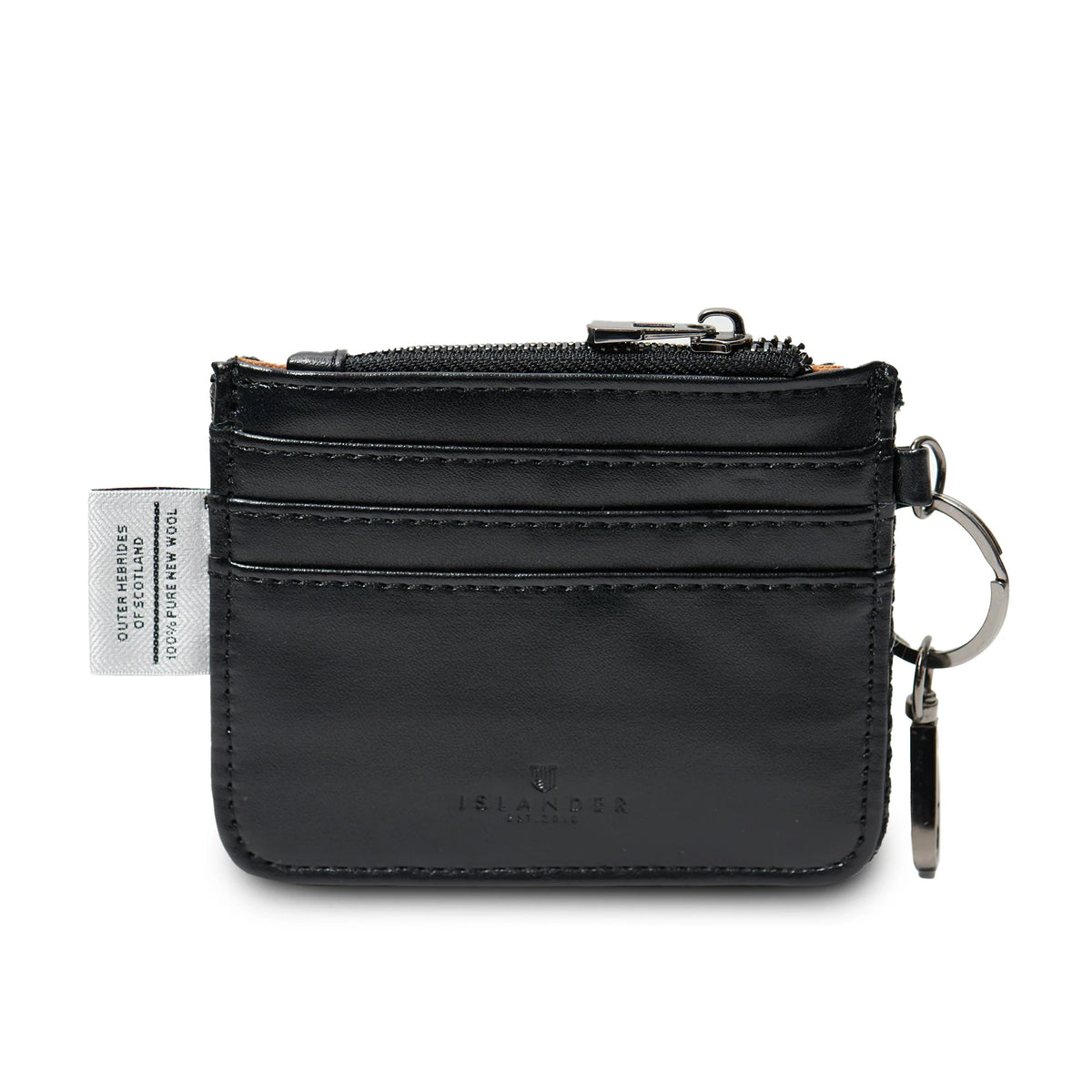 Black back of the card zip wallet. 