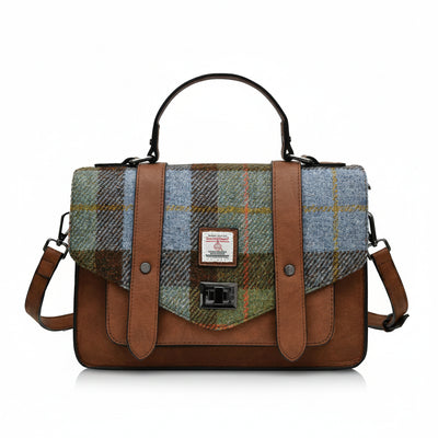 Chestnut & Blue Tartan Satchels with Harris Tweed®