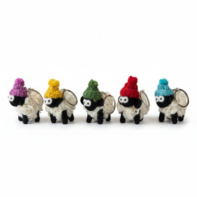 Erin Knitwear Bobble Hat Sheep Keyring