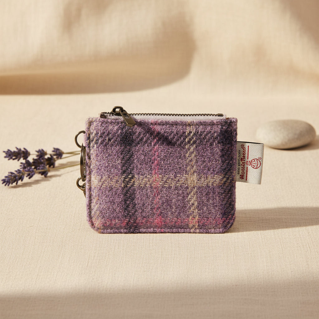 Purple Tartan Card Zip Wallet with Harris Tweed®