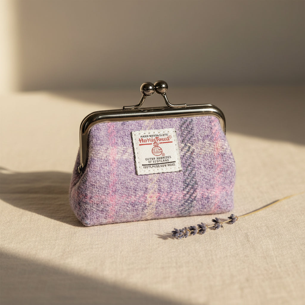 Purple Tartan Coin Purse with Harris Tweed®