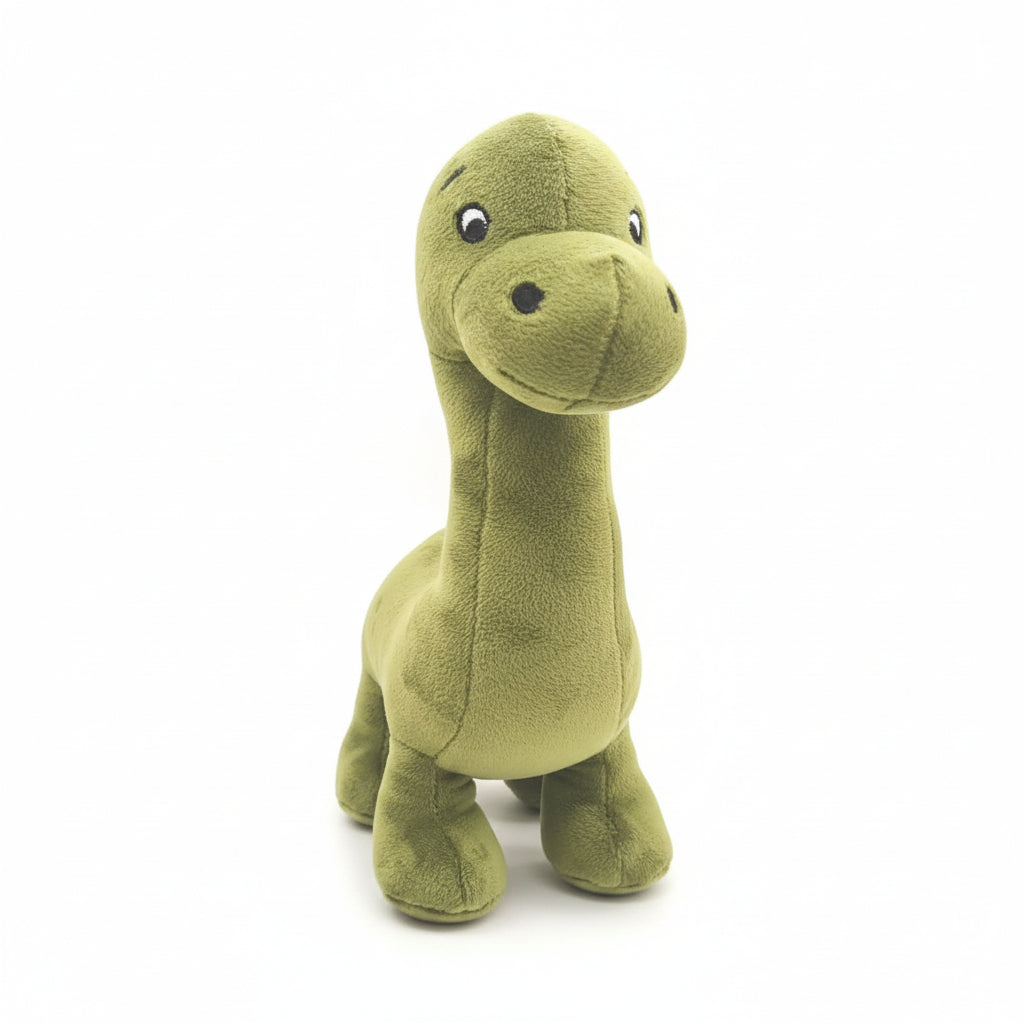 Loch Ness Nessie plush toy in green with a tiny baby Nessie on white background