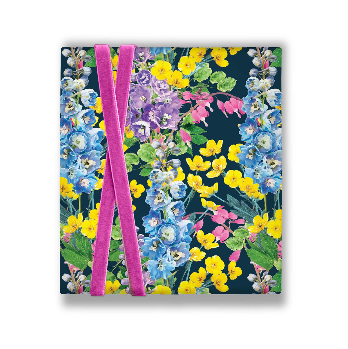 Reverse botanical pattern of the hummingbird double-sided gift wrap