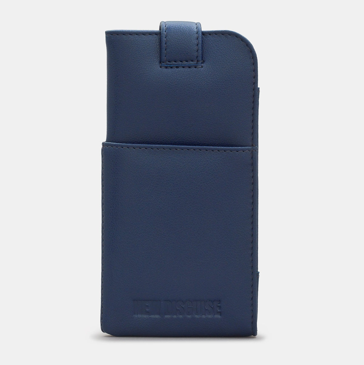 Highland cow glasses case in navy vegan leather, back view