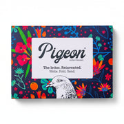 Midnight Garden Pigeons pack front with jewel-tone florals on navy background