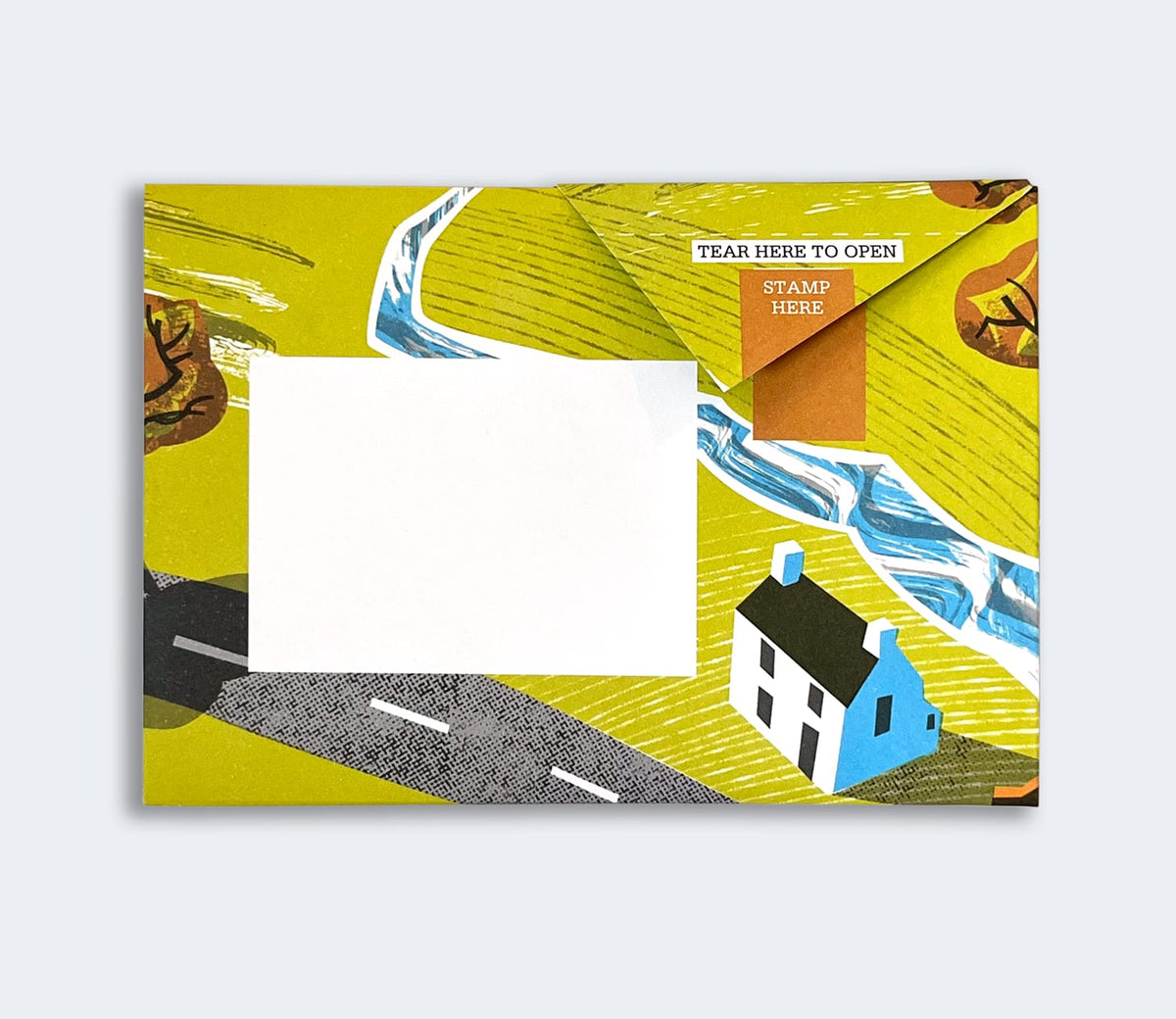Folded Pigeon letter with coastal boat and buoy pattern fourth variant