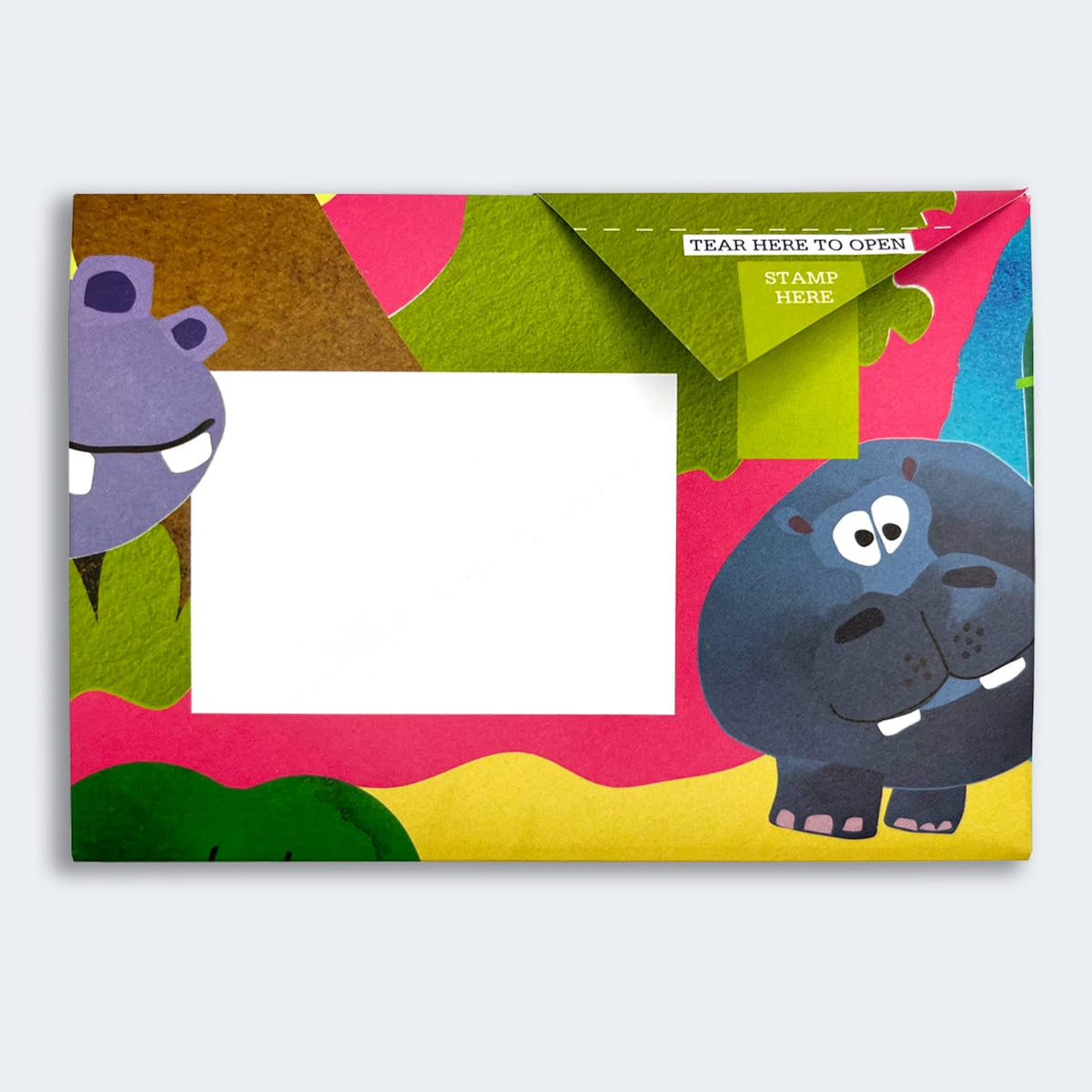 Folded Pigeon letter with bright tropical wildlife design first variant